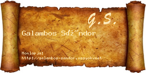 Galambos Sándor névjegykártya