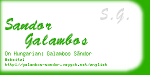 sandor galambos business card